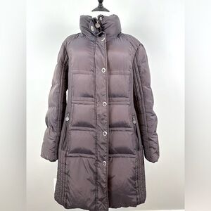 Anne Klein women’s down coat, size Large, charcoal with removable hood
